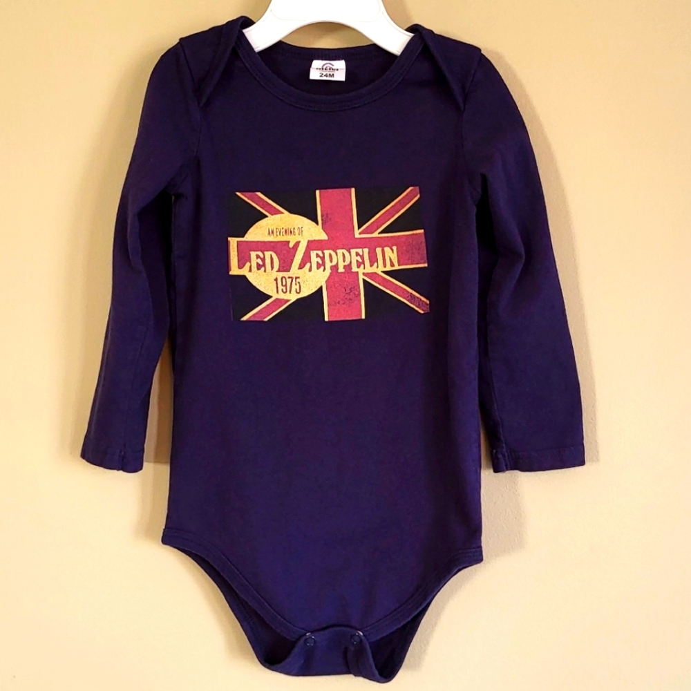 Led Zeppelin navy long sleeve onesie/bodysuit